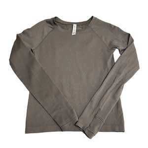 Athleta woman's work out gold yoga shimmer‎ ribbed long sleeve top Size XXS